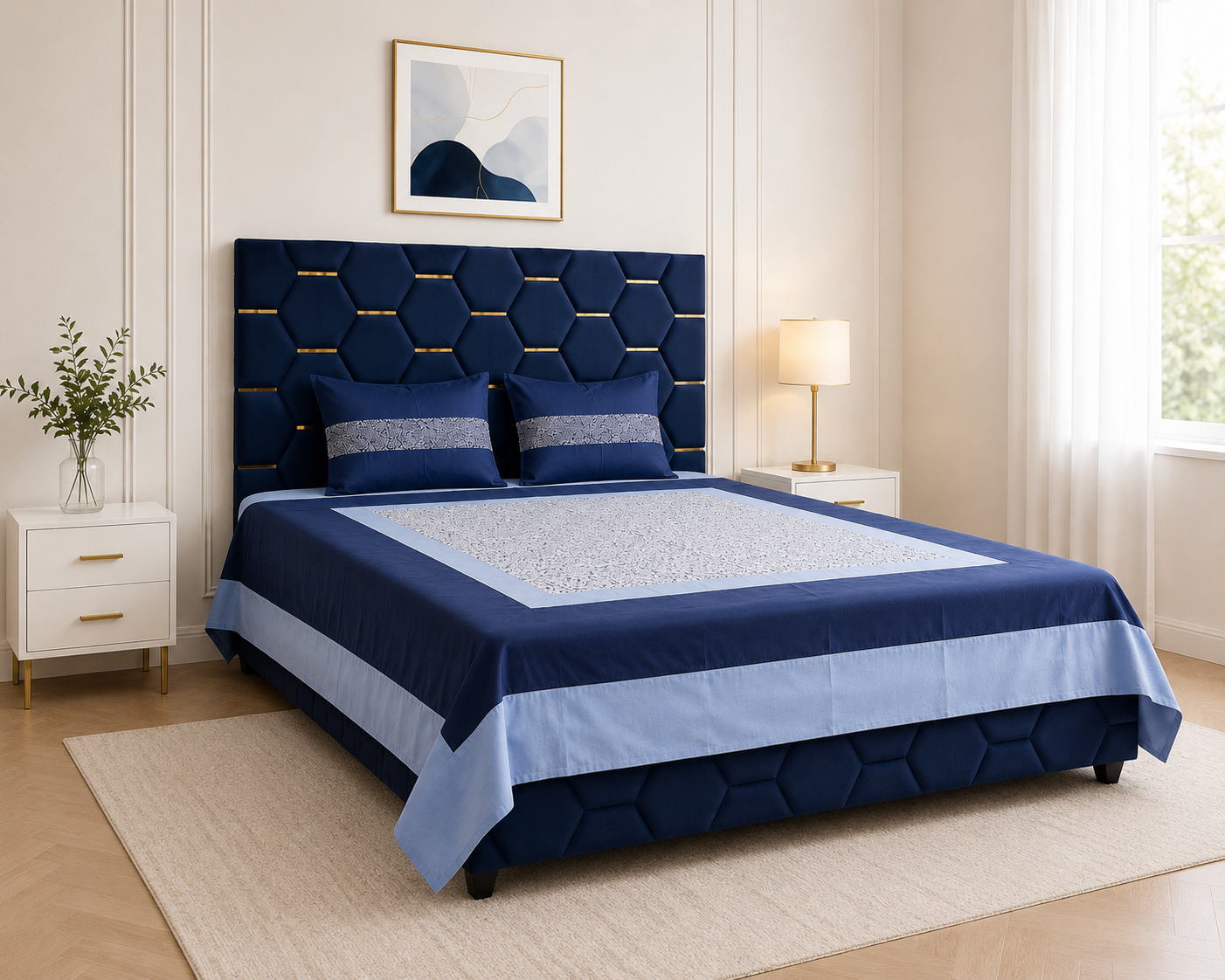 Marvelle Cotton Silk Sapphire Bedsheet Set