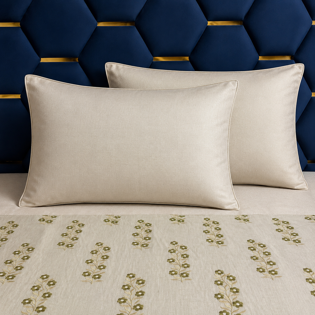 Avenza Jaquard Almond Bedsheet Set