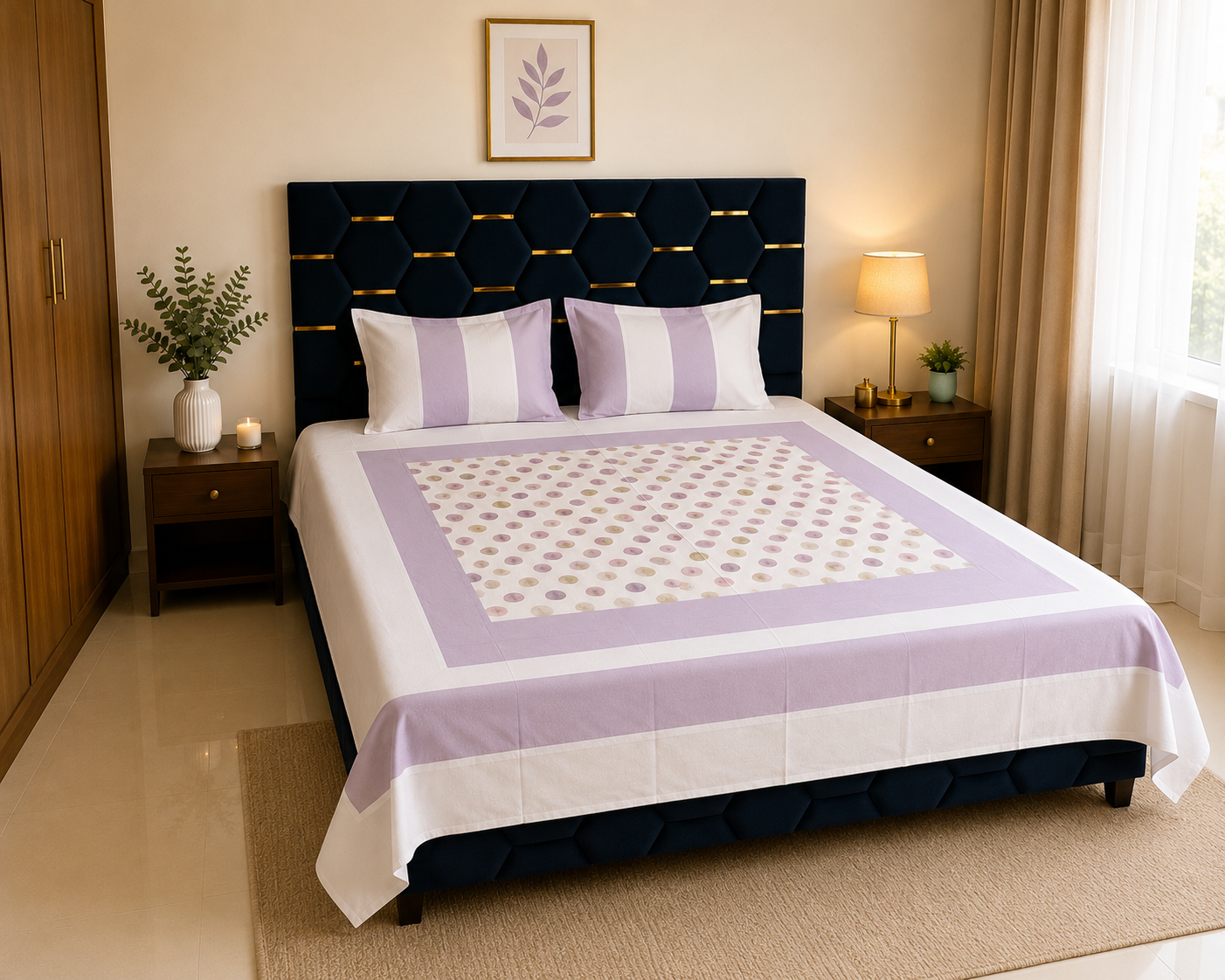 Marvelle Cotton Silk Lavender Bedsheet Set
