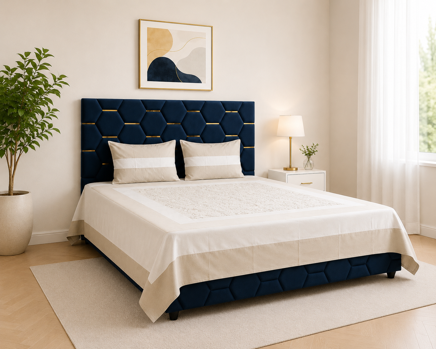 Marvelle Cotton Silk Ivory Bedsheet Set