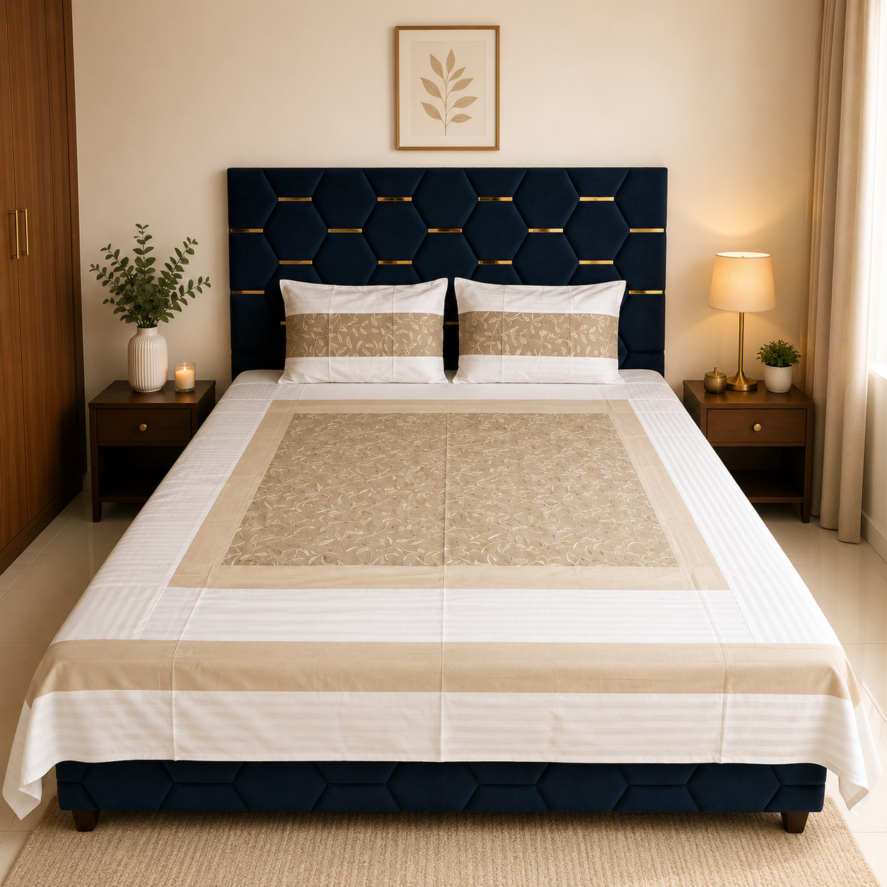 Nuvelle Cotton Silk Sandstone Bedsheet Set