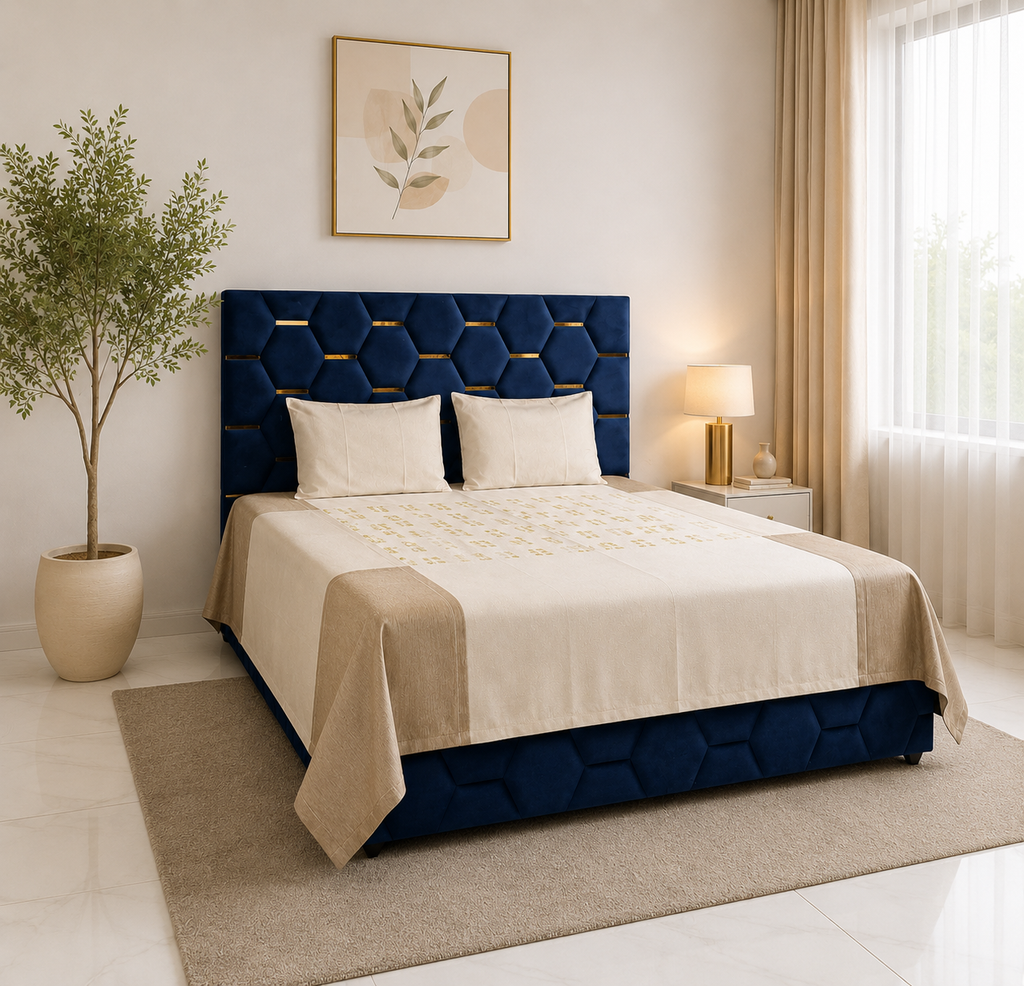 Avenza Jaquard Almond Bedsheet Set
