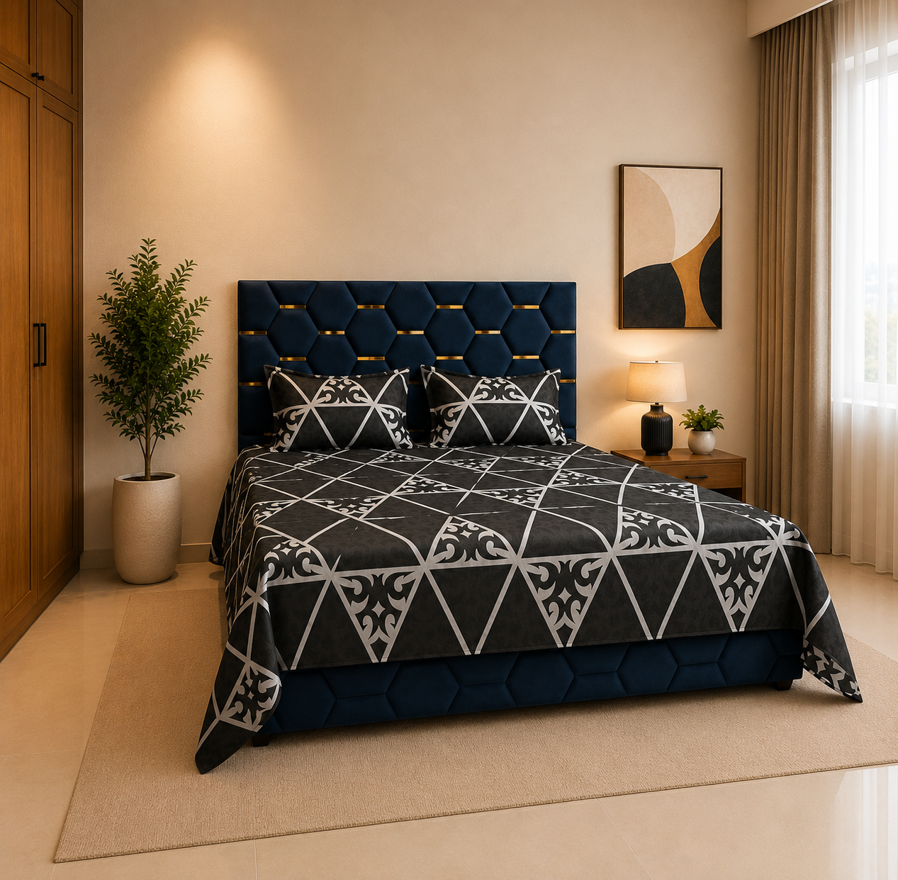 Monarch Cotton Obsidian Bedsheet Set