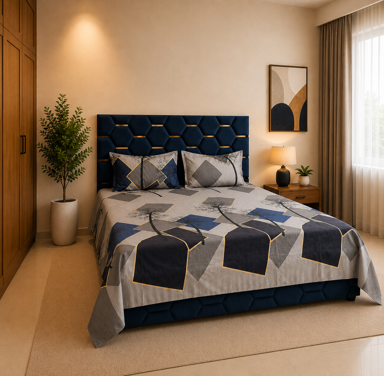 Monarch Cotton Vertex Bedsheet Set
