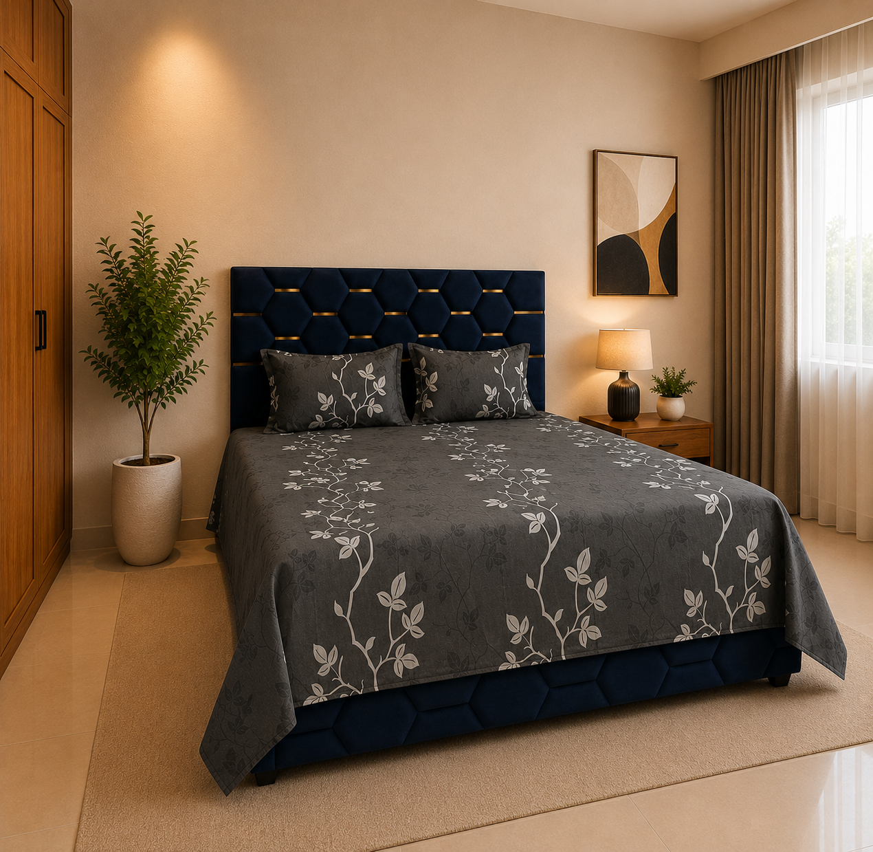 Monarch Cotton Midnight Bedsheet Set