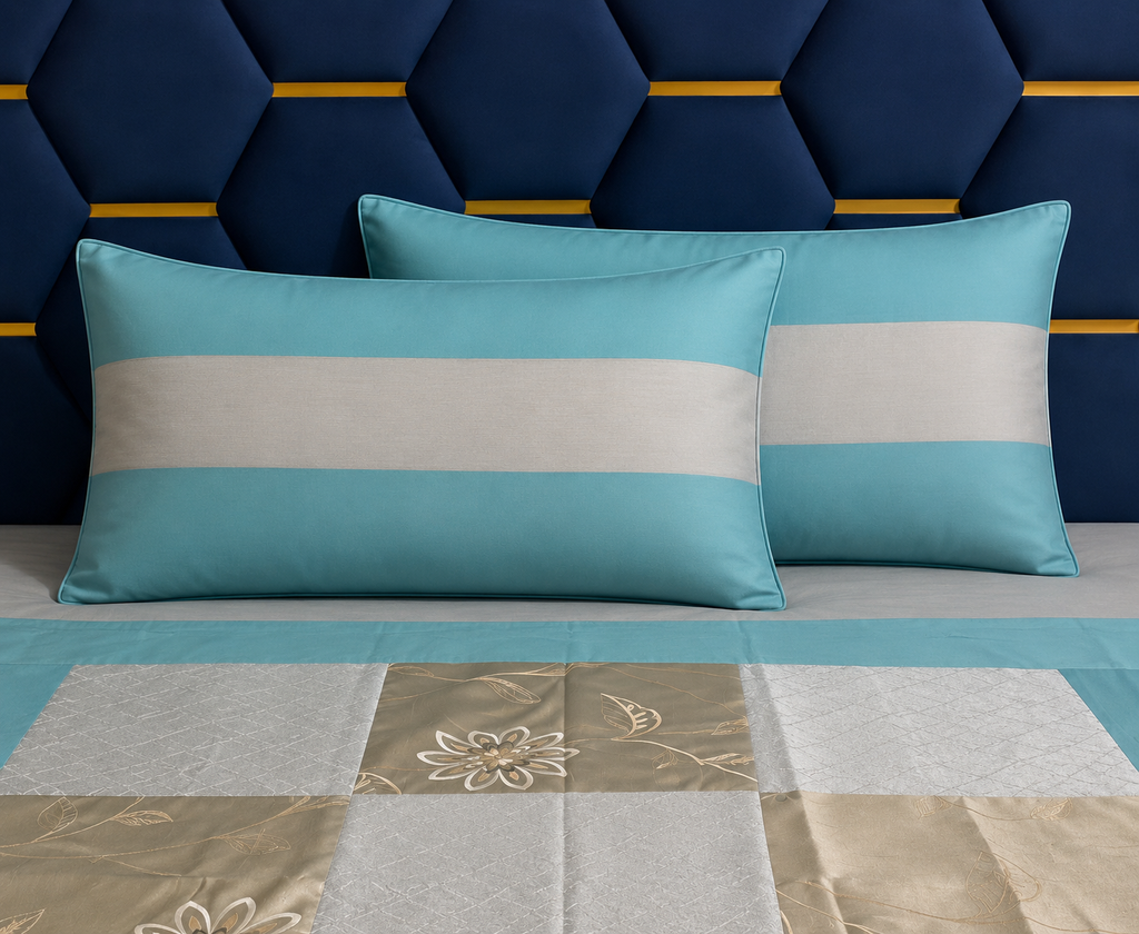 Avenza Cotton Silk Marine Bedsheet Set