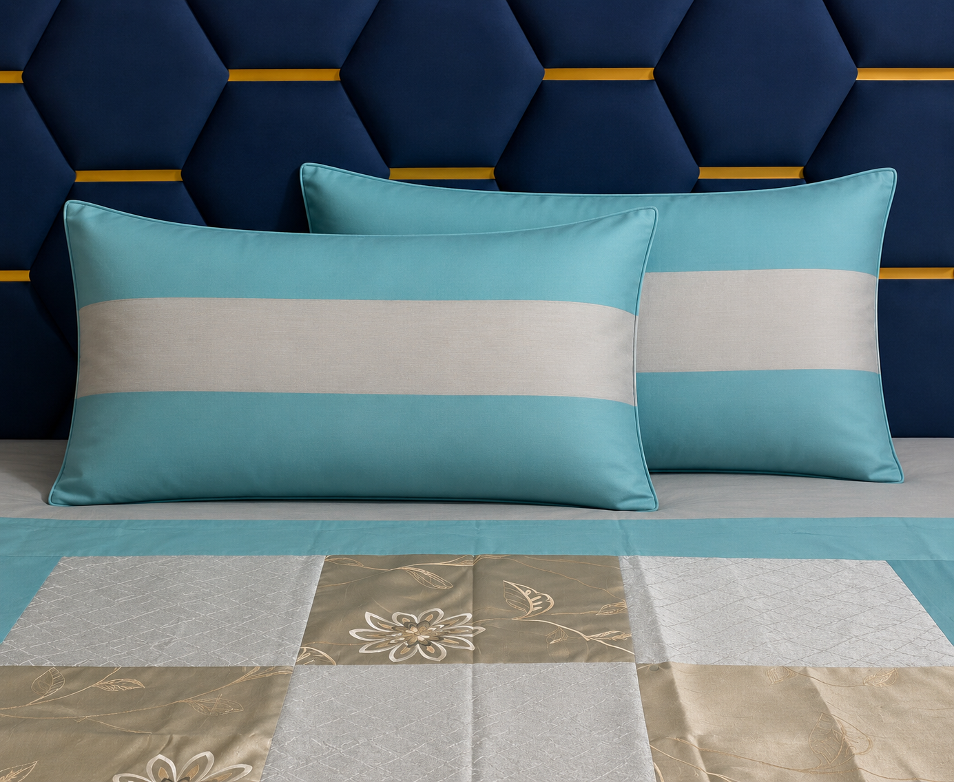 Avenza Cotton Silk Marine Bedsheet Set