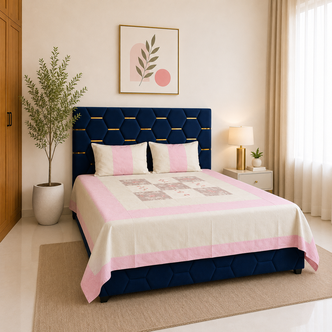 Avenza Cotton Silk Petal Bedsheet Set