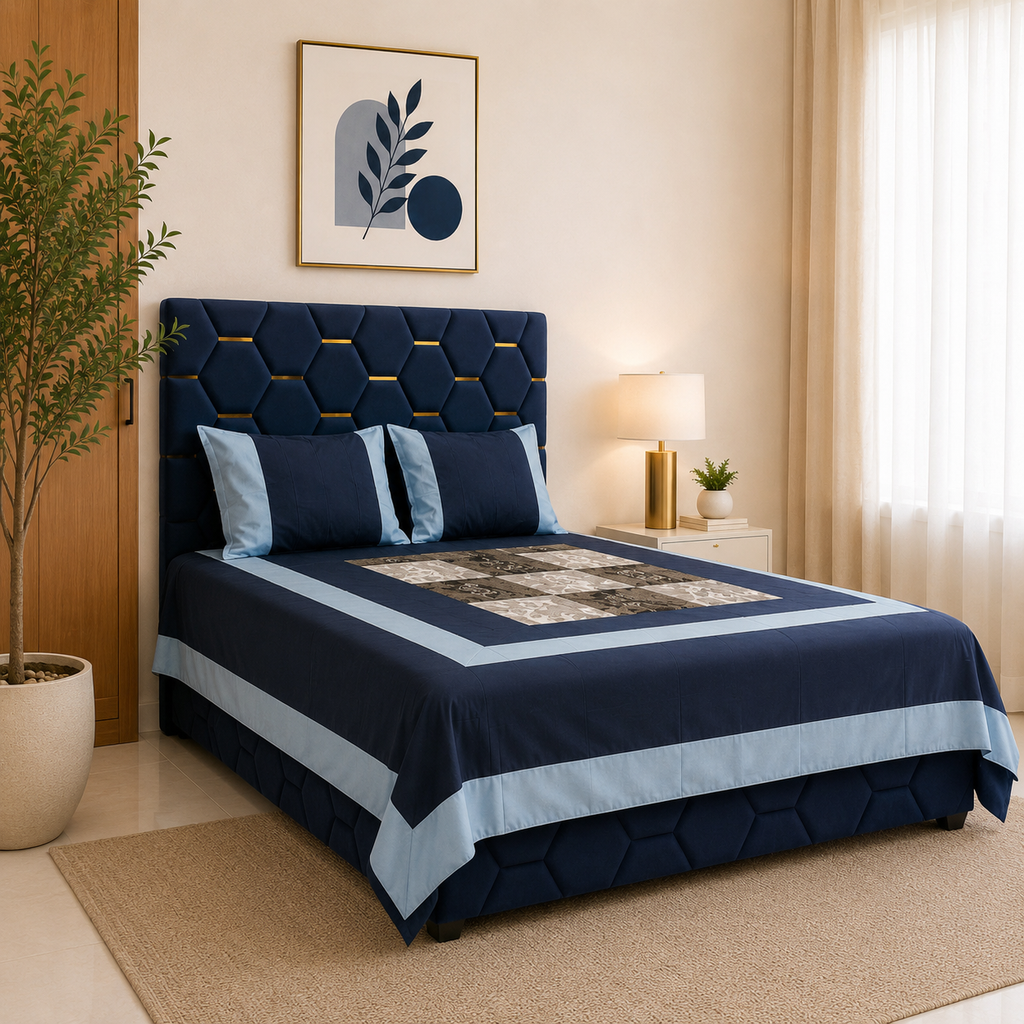 Avenza Cotton Silk Skyline Bedsheet Set
