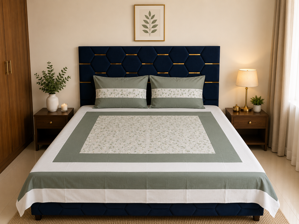 Nuvelle Cotton Silk Clover Bedsheet Set