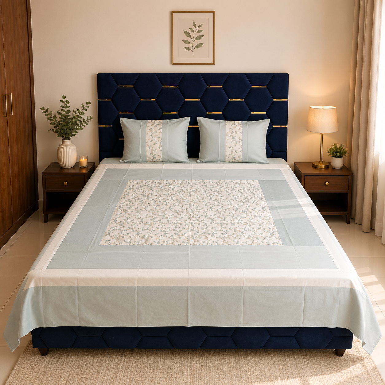 Nuvelle Cotton Silk Dewdrop Bedsheet Set