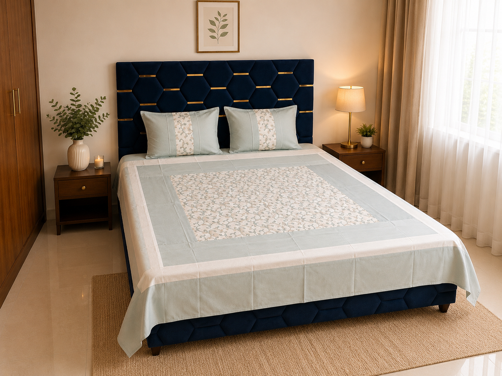 Nuvelle Cotton Silk Dewdrop Bedsheet Set