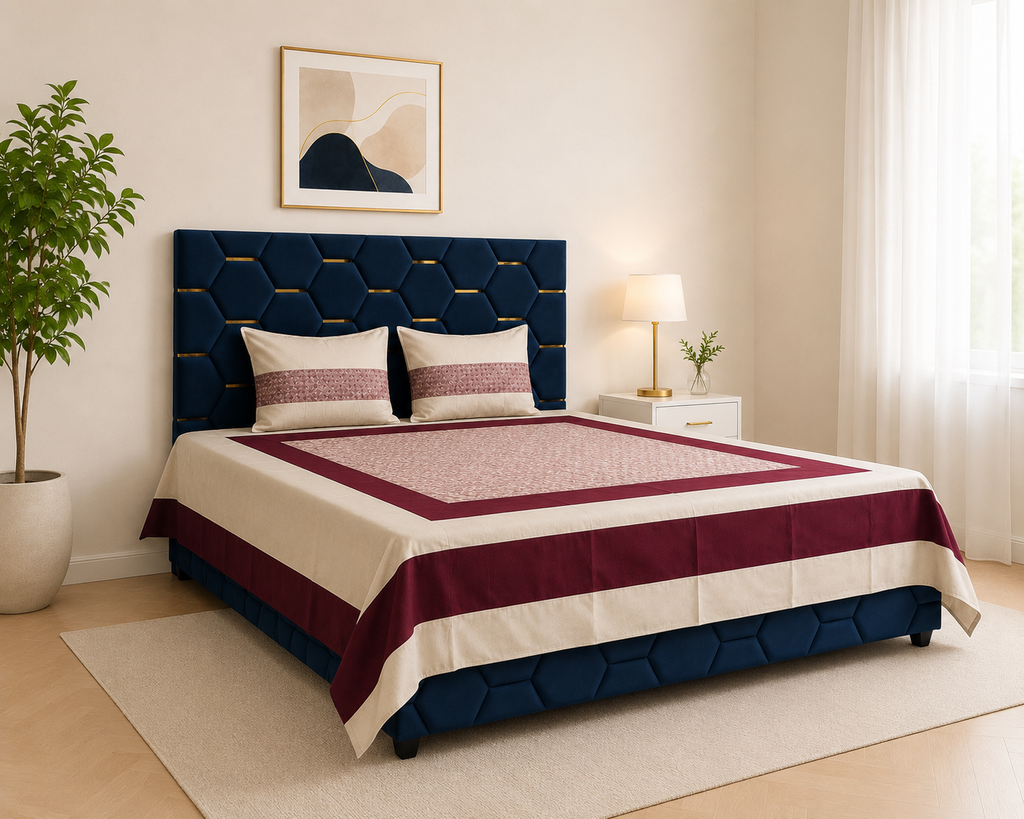 Marvelle Cotton Silk Ruby Bedsheet Set