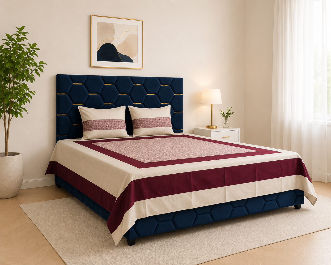 Marvelle Cotton Silk Ruby Bedsheet Set