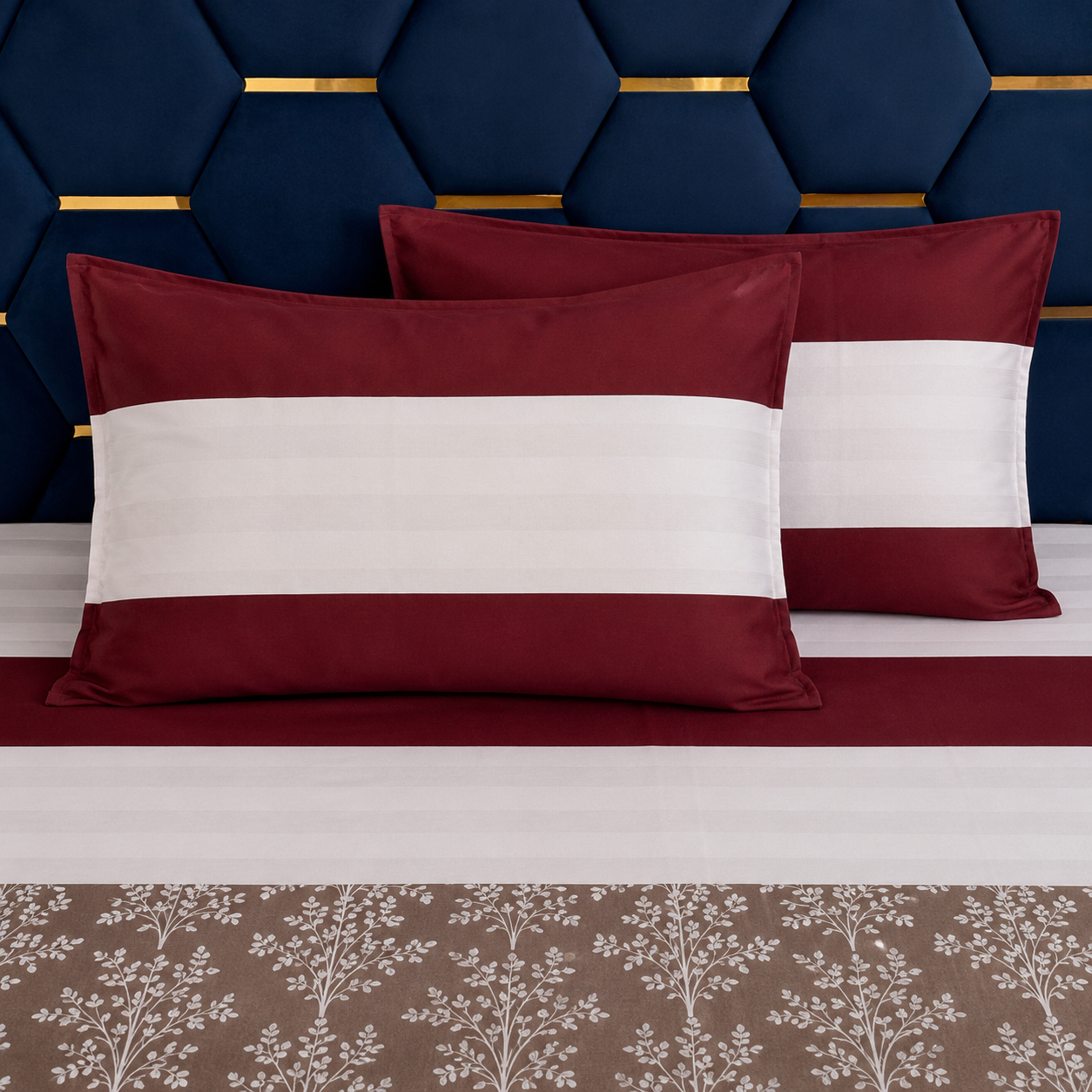 Nuvelle Cotton Silk Rosewood Bedsheet Set
